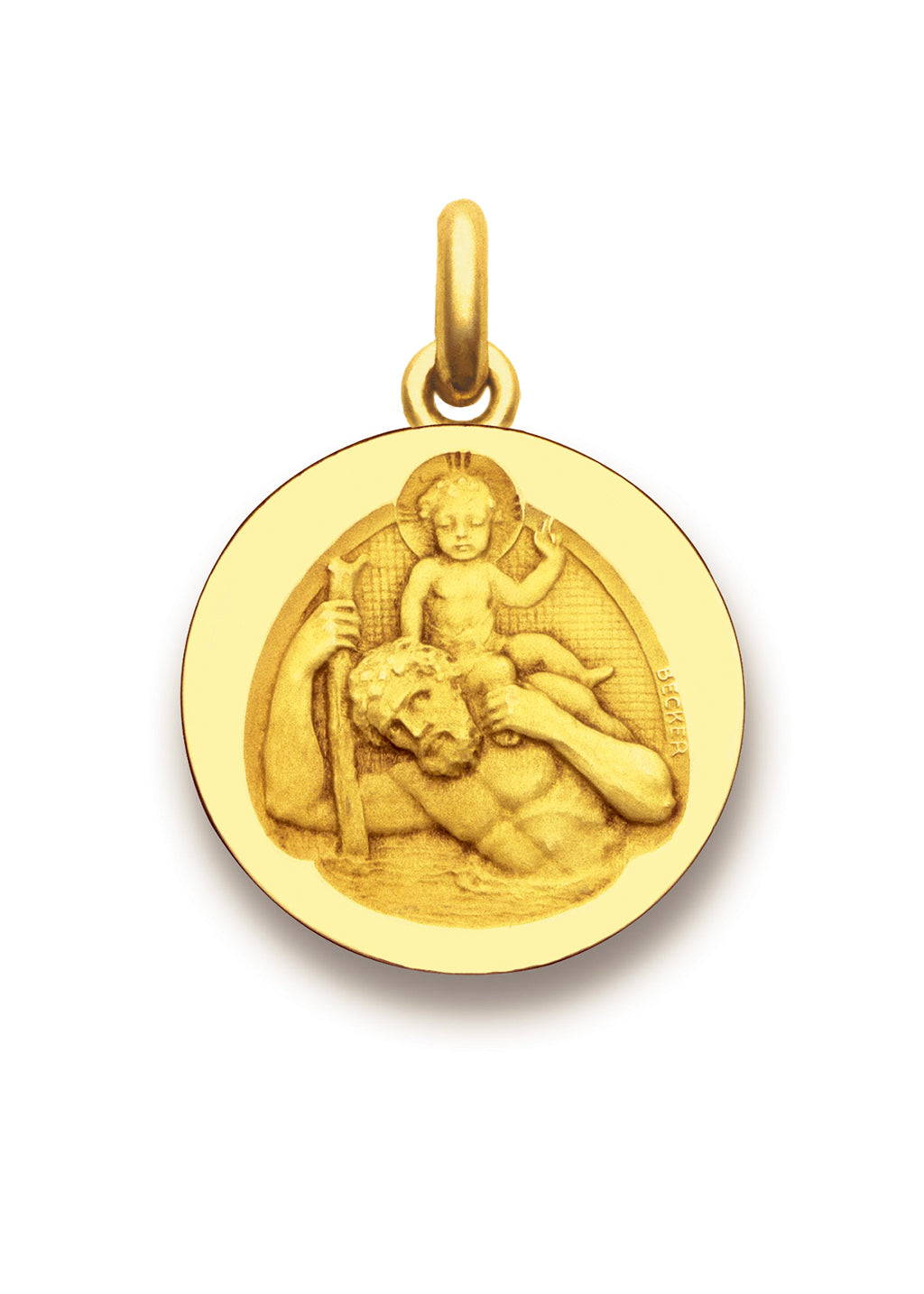 Pendentif Médaille Religieuse Vintage Double Face – Piéta Et Saint Christophe – Doré