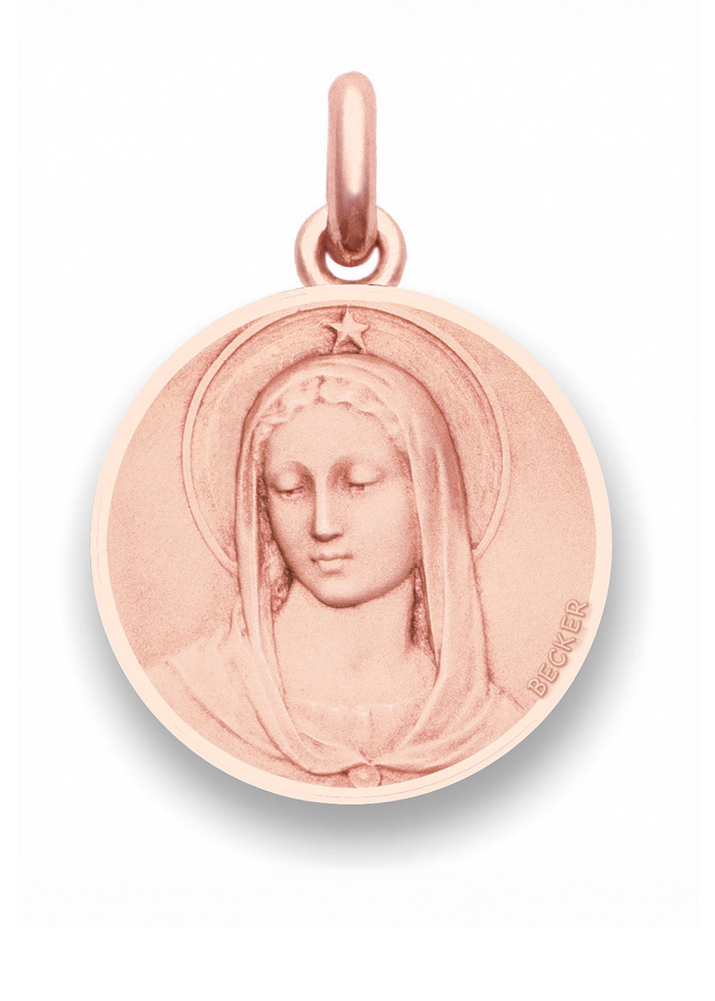Médaille Maris Stella entourage brillant OR ROSE 18 carats / 16 mm