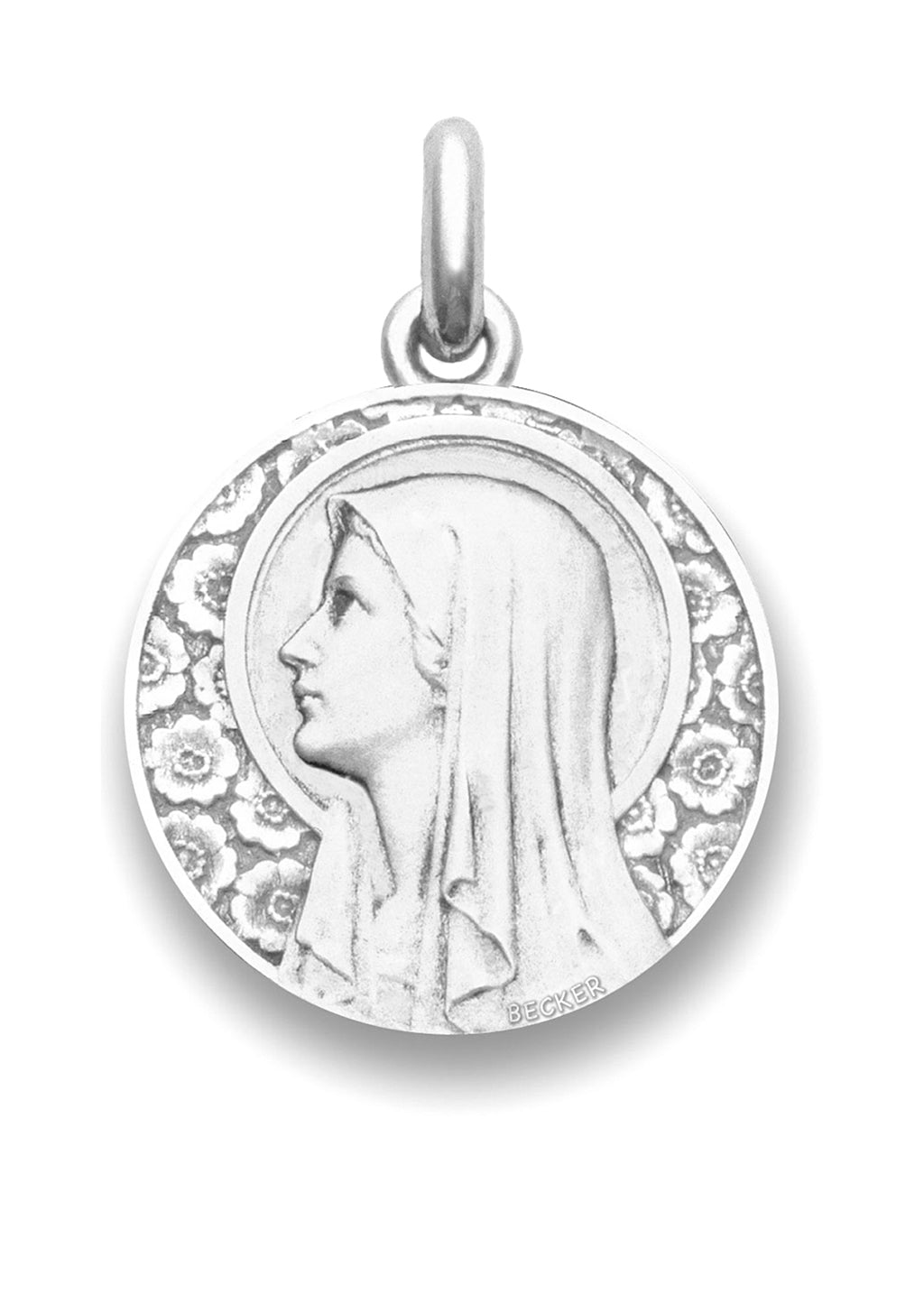 Médaille Vierge à l'Eglantier OR BLANC 18 carats / 25 mm