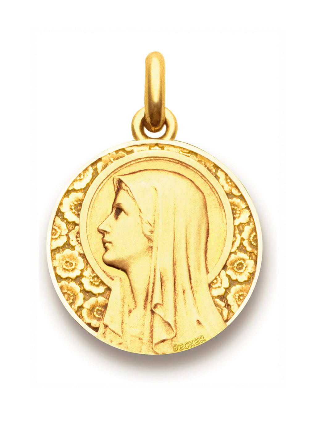 Médaille Vierge à l'Eglantier OR JAUNE 18 carats / 12 mm