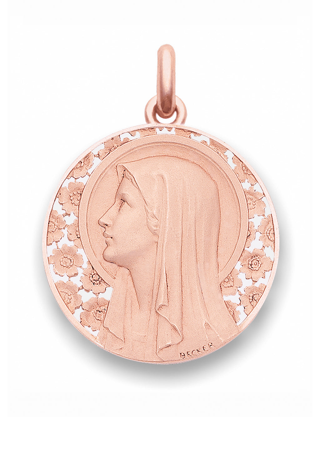 Médaille Vierge à l'Eglantier OR ROSE 18 carats / 12 mm