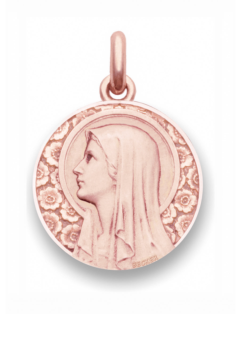 Médaille Vierge à l'Eglantier OR ROSE 18 carats / 12 mm