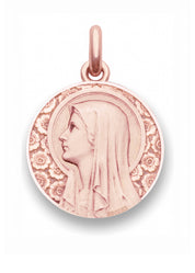 Médaille Vierge à l'Eglantier OR ROSE 18 carats / 12 mm