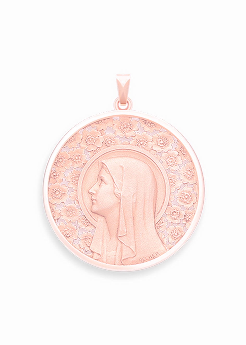 Médaille Vierge à l'Eglantier OR ROSE 18 carats / 12 mm