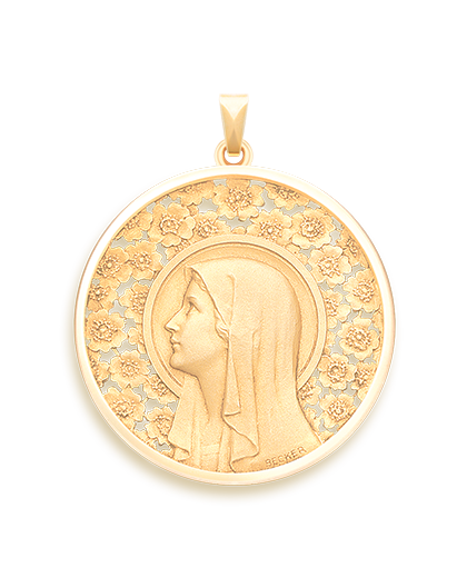 Médaille Vierge à l'églantier motif ajouré - 37 mm