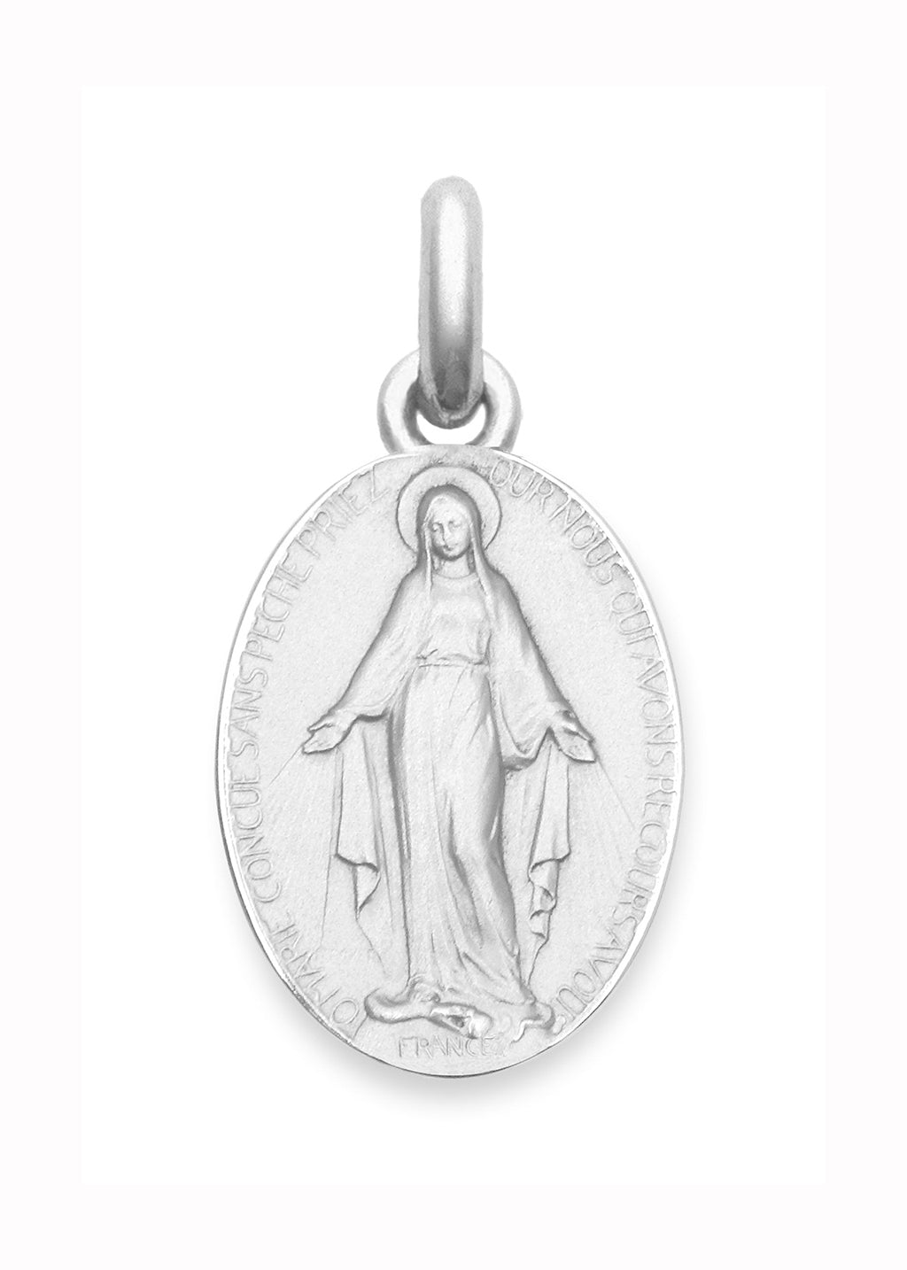 Médaille Miraculeuse OR BLANC 18 carats / 25 mm