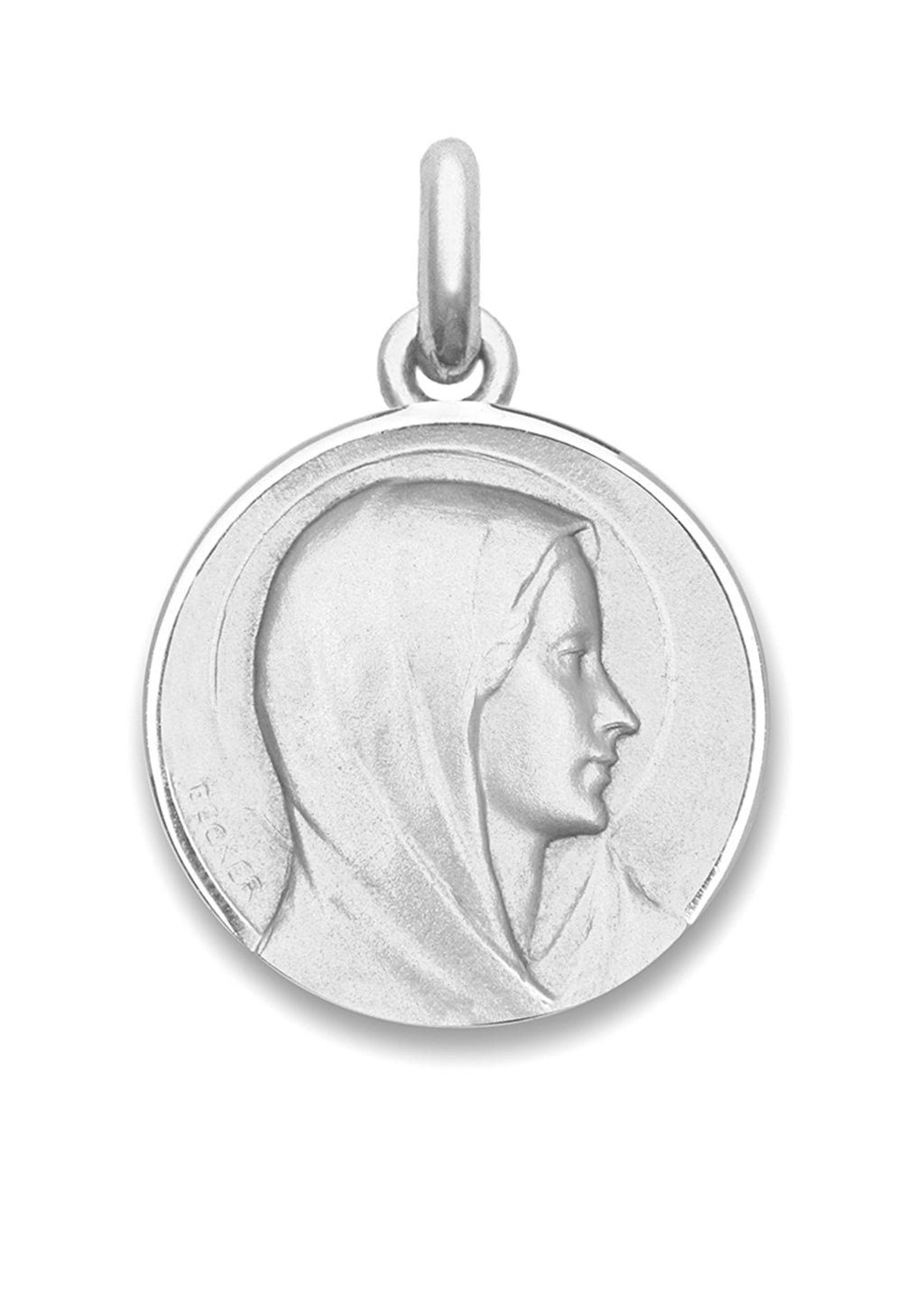 Médaille Vierge Annonciation OR BLANC 18 carats / 28 mm