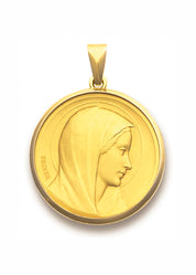 Médaille Vierge Annonciation OR JAUNE 18 carats / 15 mm