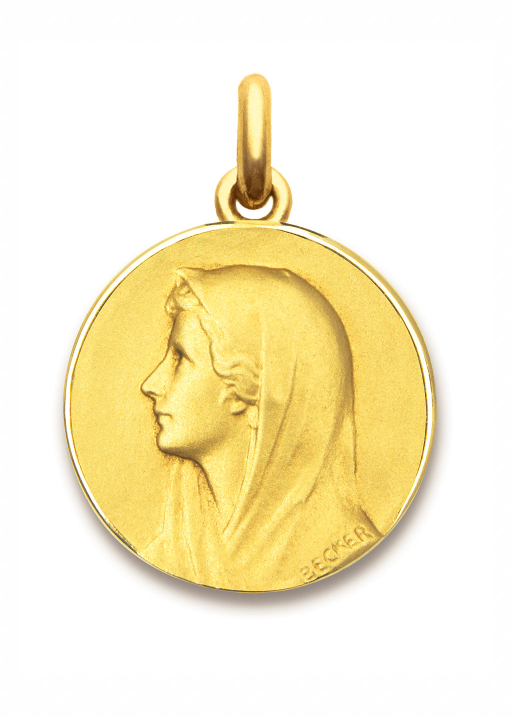 Médaille Vierge au Voile OR JAUNE 18 carats / 10 mm