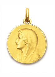 Médaille Vierge au Voile OR JAUNE 18 carats / 10 mm