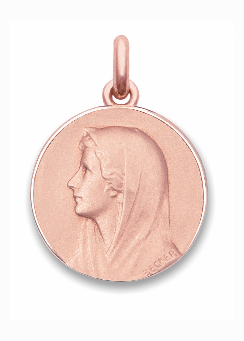 Médaille Vierge au Voile OR ROSE 18 carats / 10 mm