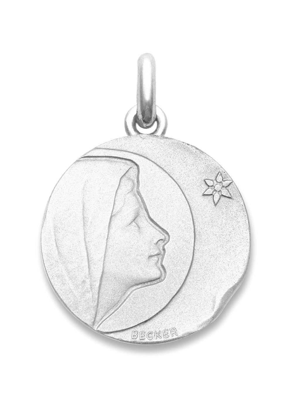 Médaille Vierge de Bethléem OR BLANC 18 carats / 22 mm