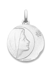 Médaille Vierge de Bethléem OR BLANC 18 carats / 22 mm