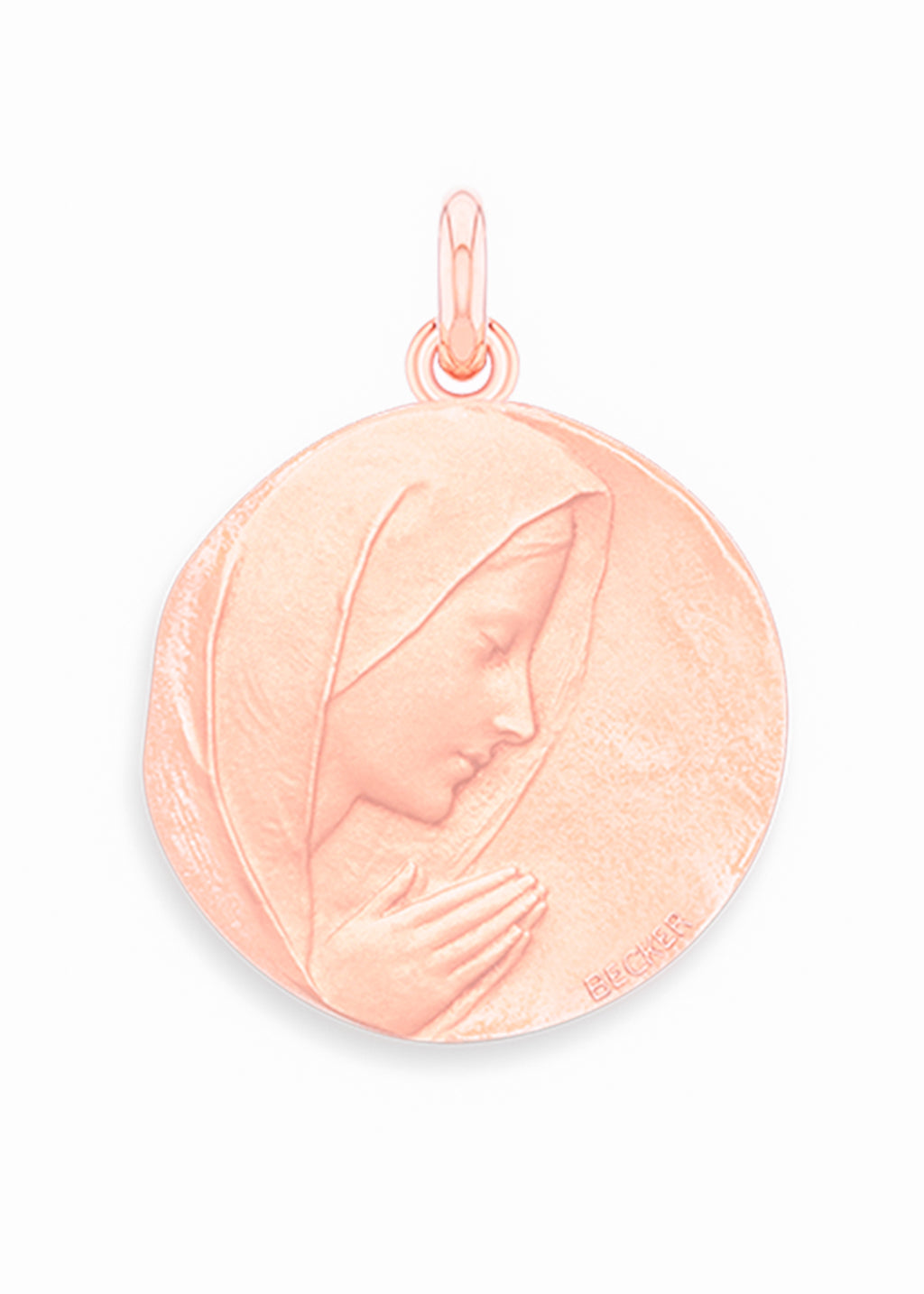 Médaille Vierge Prière OR ROSE 18 carats / 15 mm