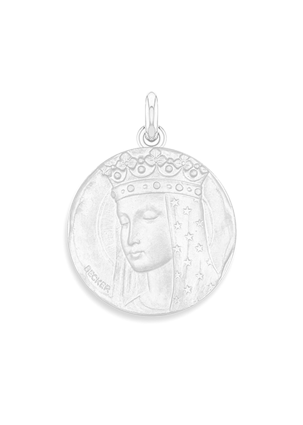 Médaille Vierge aux étoiles OR BLANC 18 carats / 22 mm