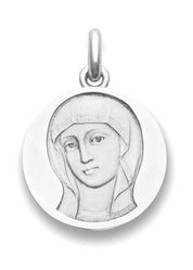 Médaille Byzantine brillante OR BLANC 18 carats / 30 mm