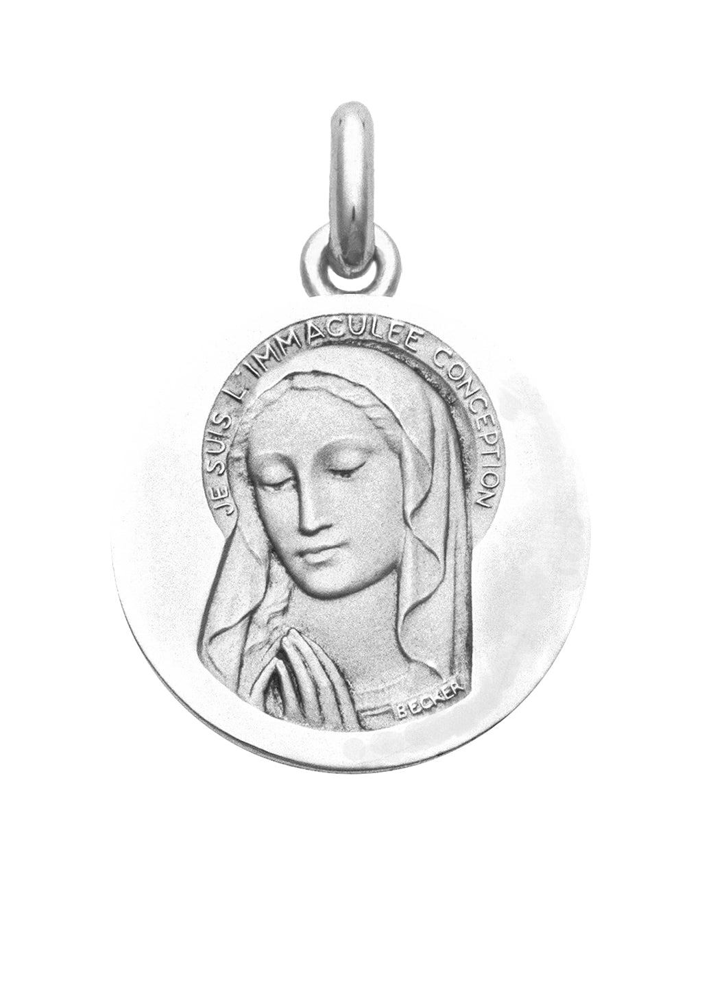 Médaille Immaculée OR BLANC 18 carats / 20 mm