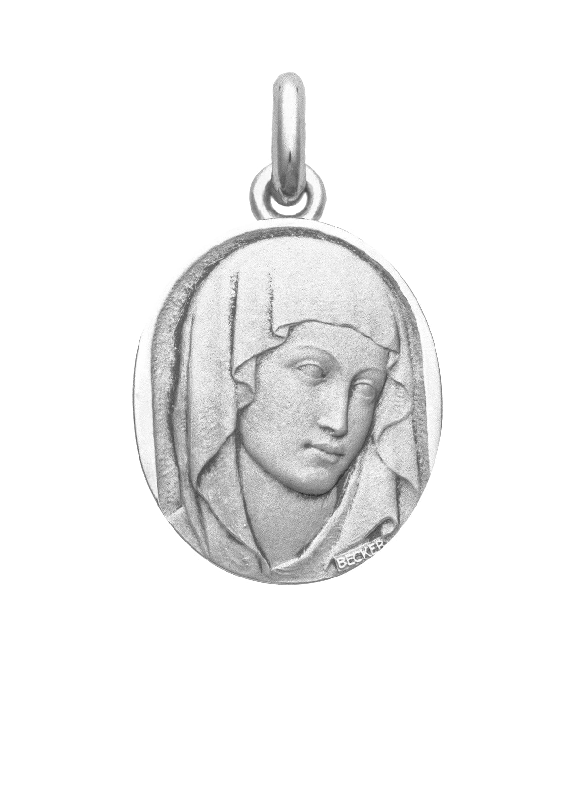 Médaille Vierge du XIII Ovale OR BLANC 18 carats / 20 mm