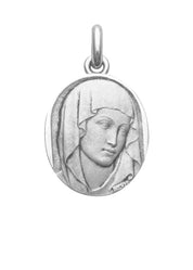 Médaille Vierge du XIII Ovale OR BLANC 18 carats / 20 mm