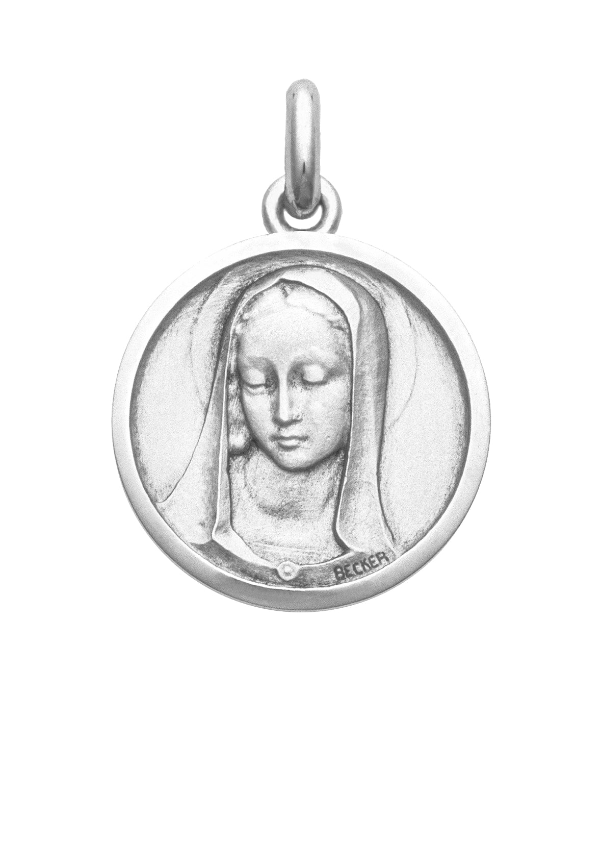 Médaille Santa Madonna OR BLANC 18 carats / 25 mm