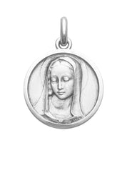 Médaille Santa Madonna OR BLANC 18 carats / 25 mm