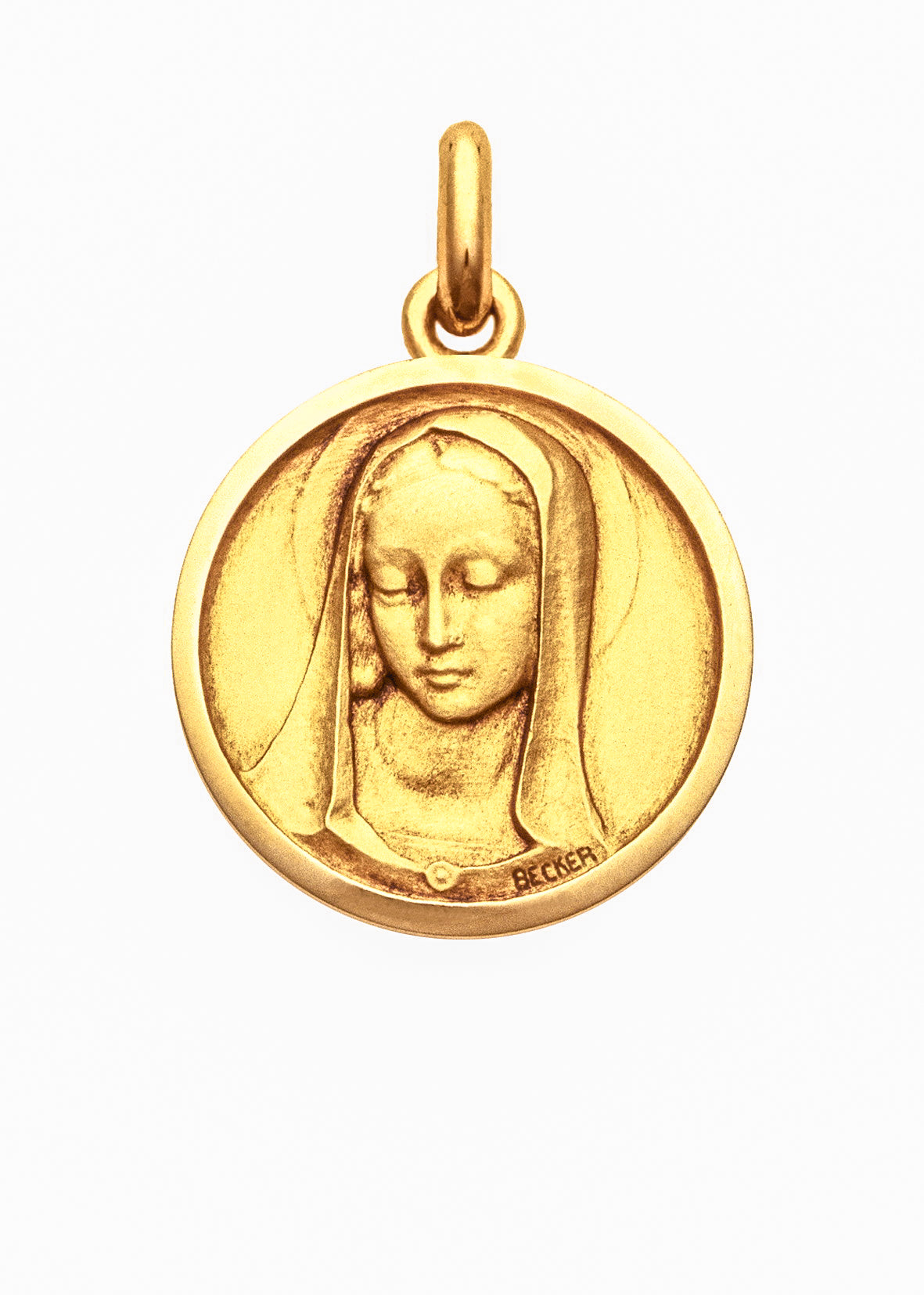Médaille Santa Madona nacre OR JAUNE 18 carats / 18 mm