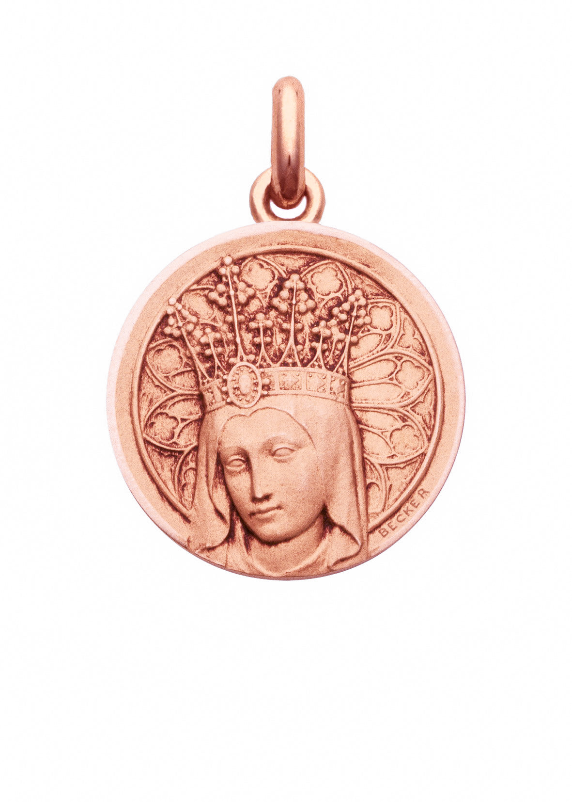 Médaille Vierge couronnée OR ROSE 18 carats / 18 mm