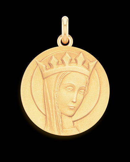 Médaille Trecy vierge couronnée OR ROSE 750 / 25 mm