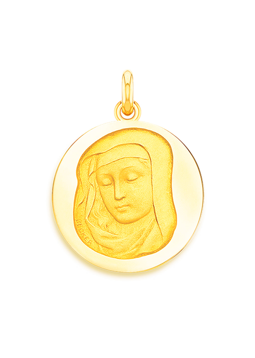 Médaille Vierge médiévale OR JAUNE 18 carats / 18 mm