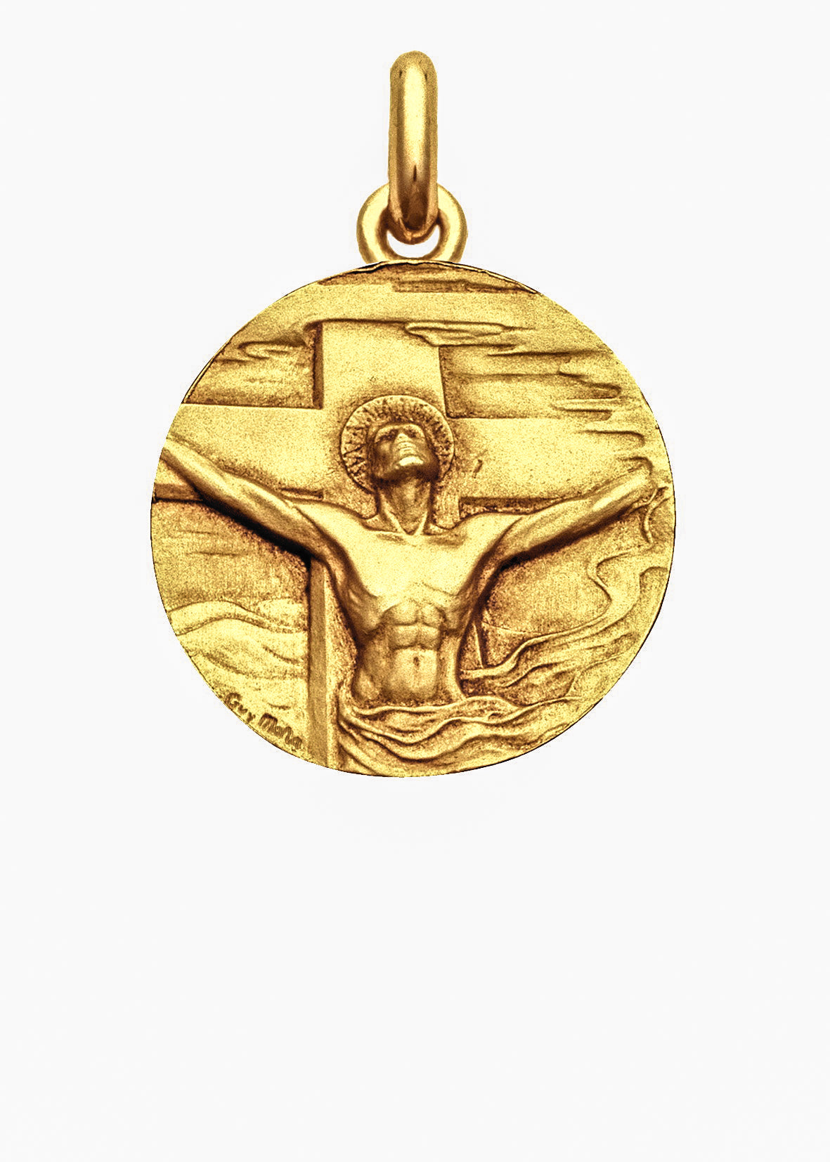 Médaille Christ Redemption OR JAUNE 18 carats / 16 mm