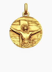 Médaille Christ Redemption OR JAUNE 18 carats / 16 mm