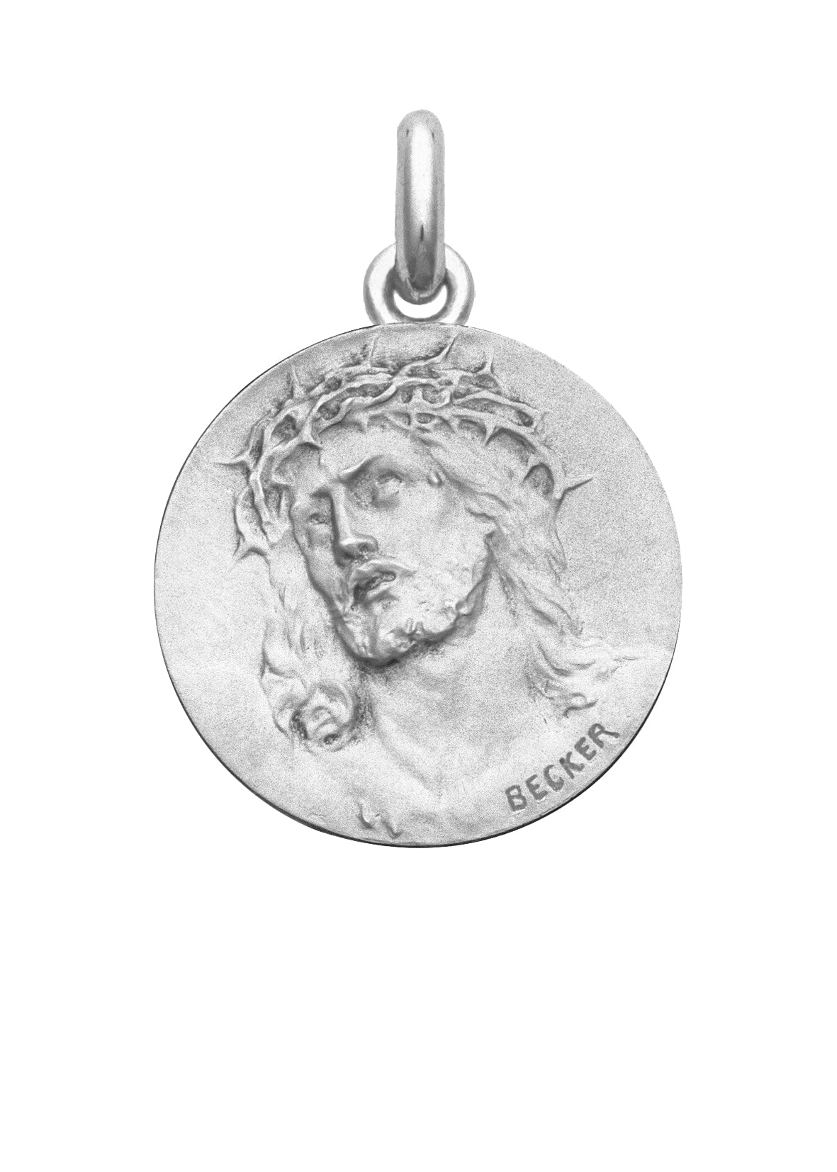 Médaille Christ Ecce Homo OR BLANC 18 carats / 25 mm