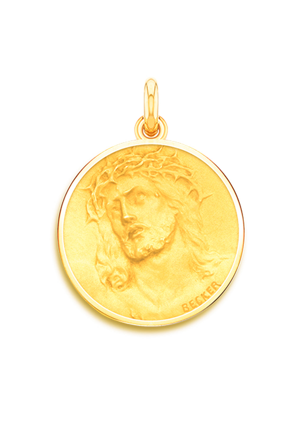 Médaille Christ Ecce Homo entourage poli OR JAUNE 18 carats / 16 mm