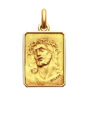 Médaille Christ Ecce Homo rectangulaire OR JAUNE 18 carats / 20 mm