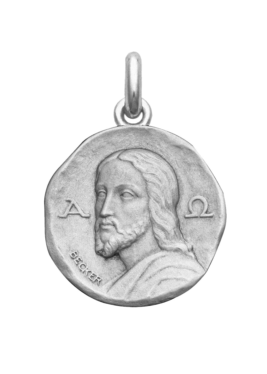 Médaille Christ des catacombes OR BLANC 18 carats / 25 mm