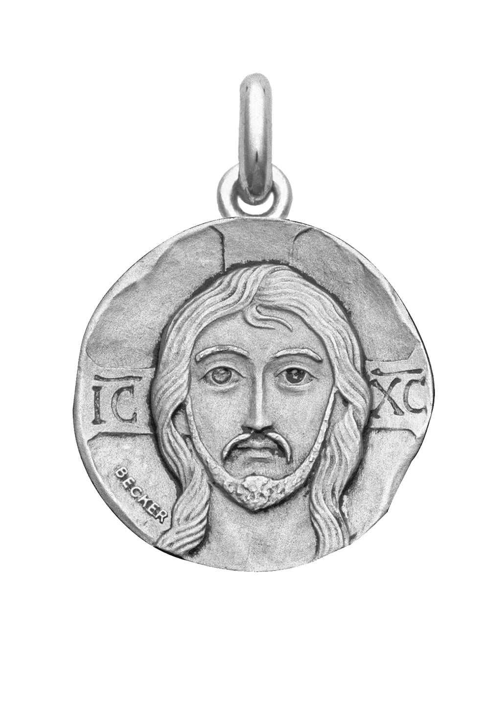 Médaille Christ Pantocrator OR BLANC 18 carats / 22 mm