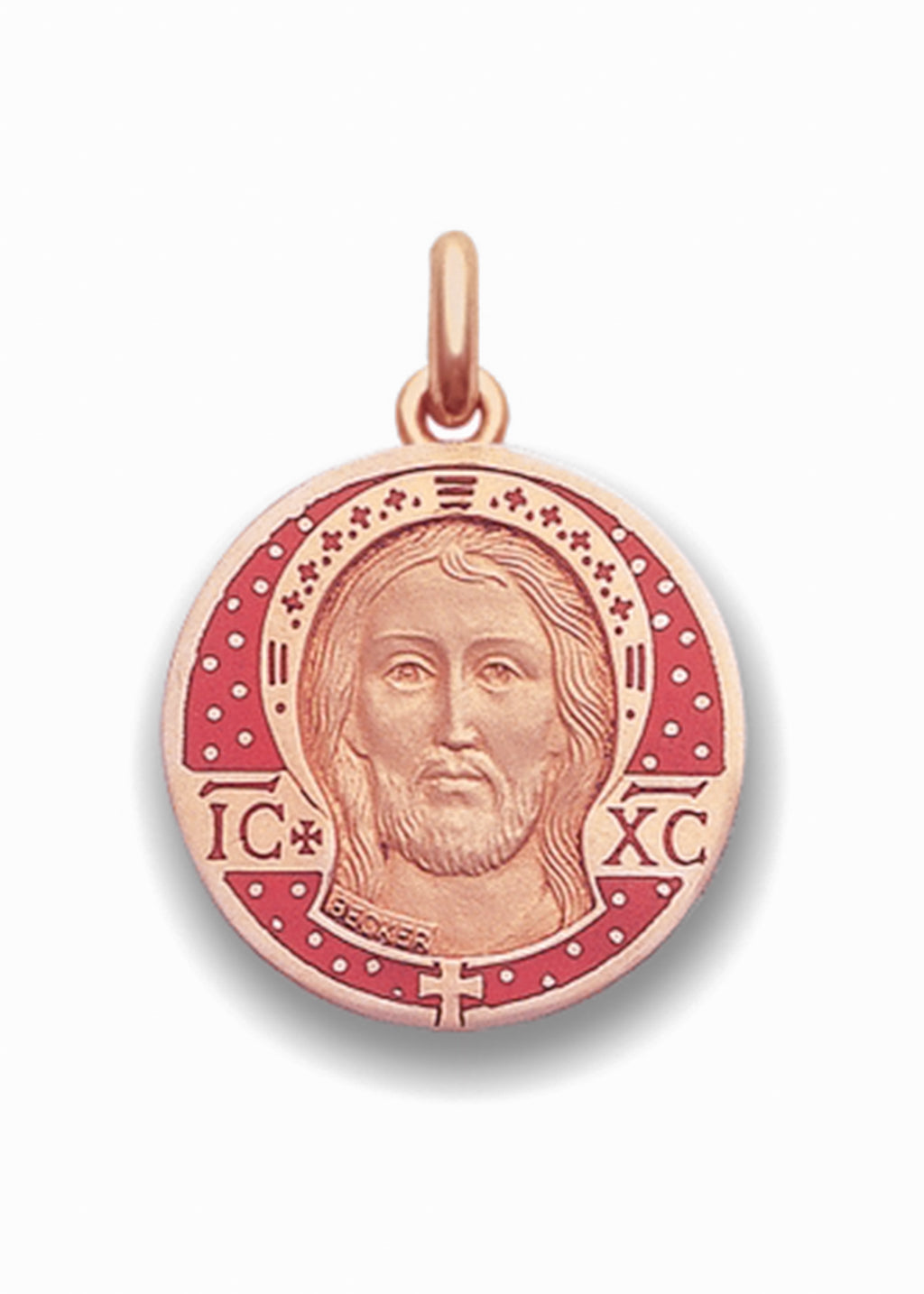 Médaille Christ Byzantin émaillée OR ROSE 18 carats / 22 mm