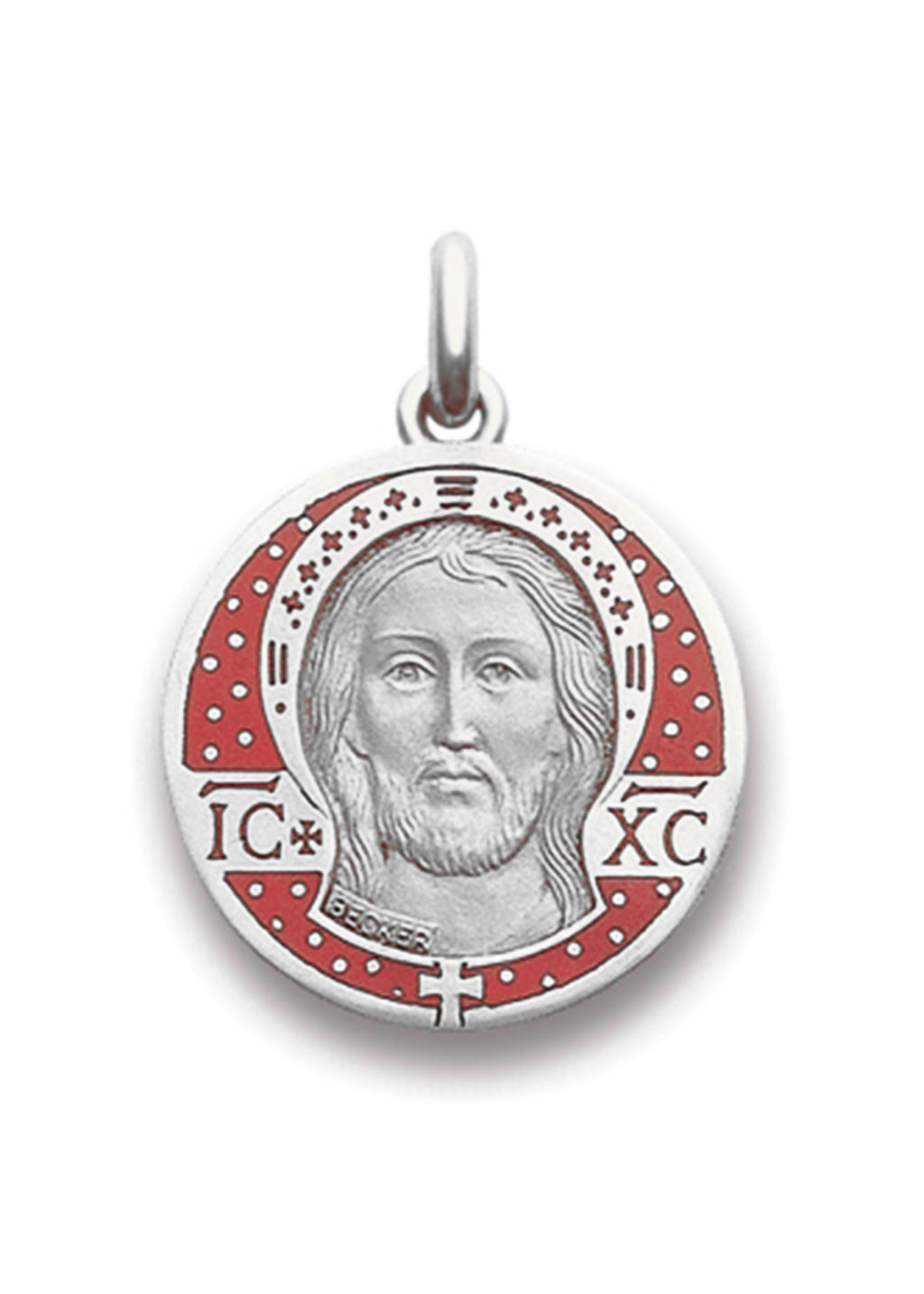 Médaille Christ Byzantin émaillée OR BLANC 18 carats / 22 mm