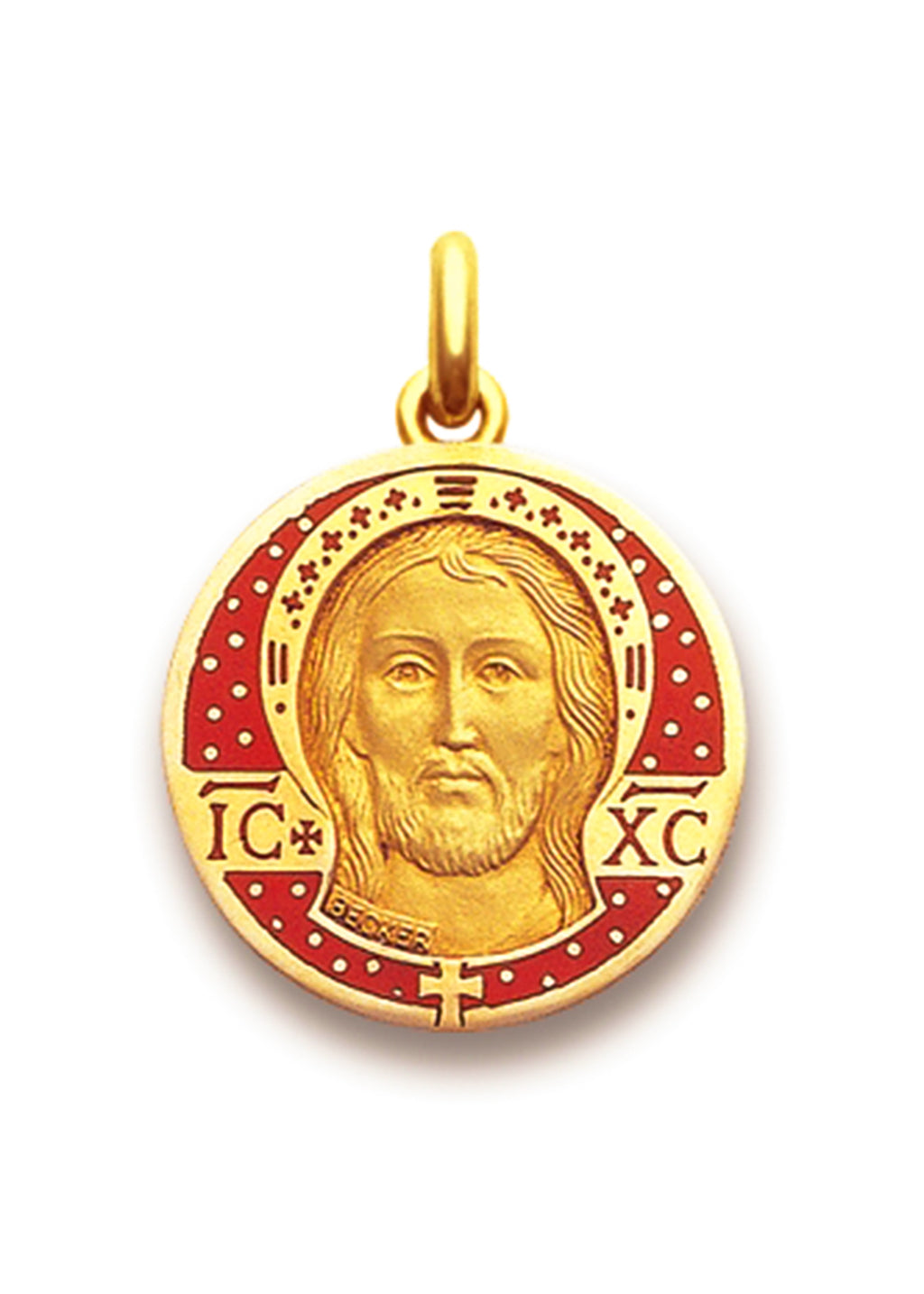 Médaille Christ Byzantin émaillée OR JAUNE 18 carats / 22 mm