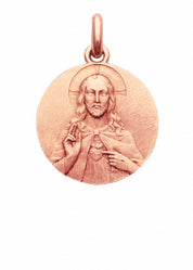 Médaille Christ Sacré Cœur OR ROSE 18 carats / 12 mm