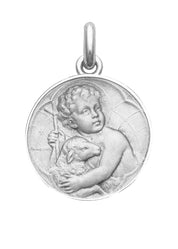 Médaille Jésus OR BLANC 18 carats / 22 mm