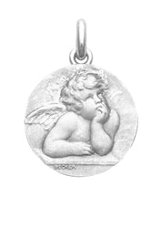 Médaille Ange Raphaël OR BLANC 18 carats / 22 mm