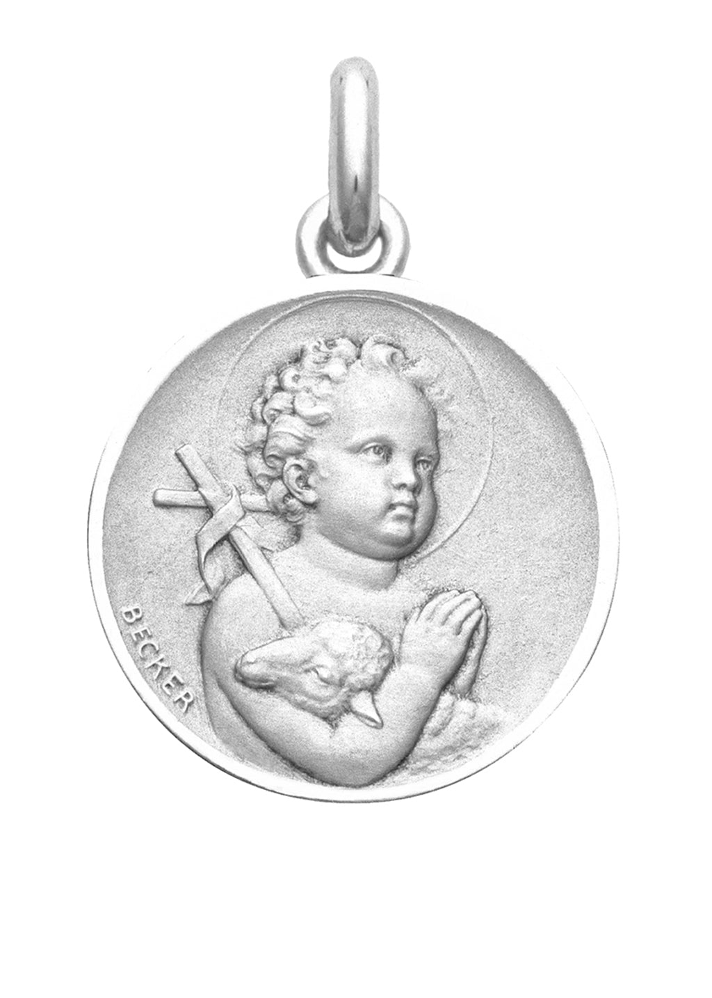Médaille Saint Jean OR BLANC 18 carats / 22 mm