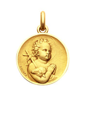 Médaille Saint Jean OR JAUNE 18 carats / 15 mm