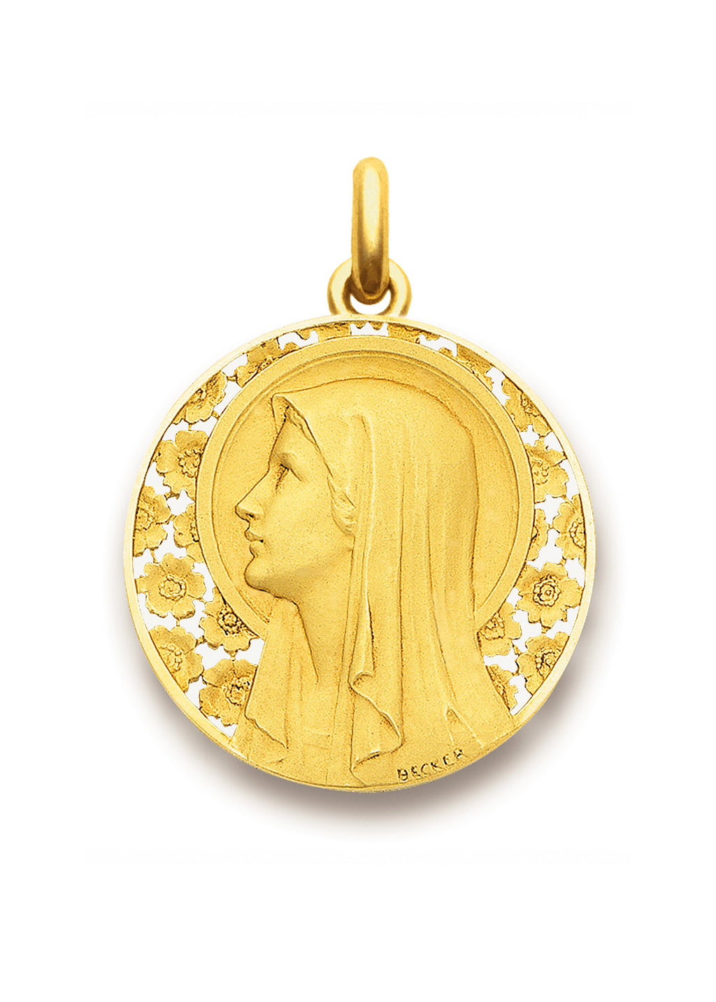 Médaille Vierge à l'Eglantier ajourée OR JAUNE 18 carats / 22 mm