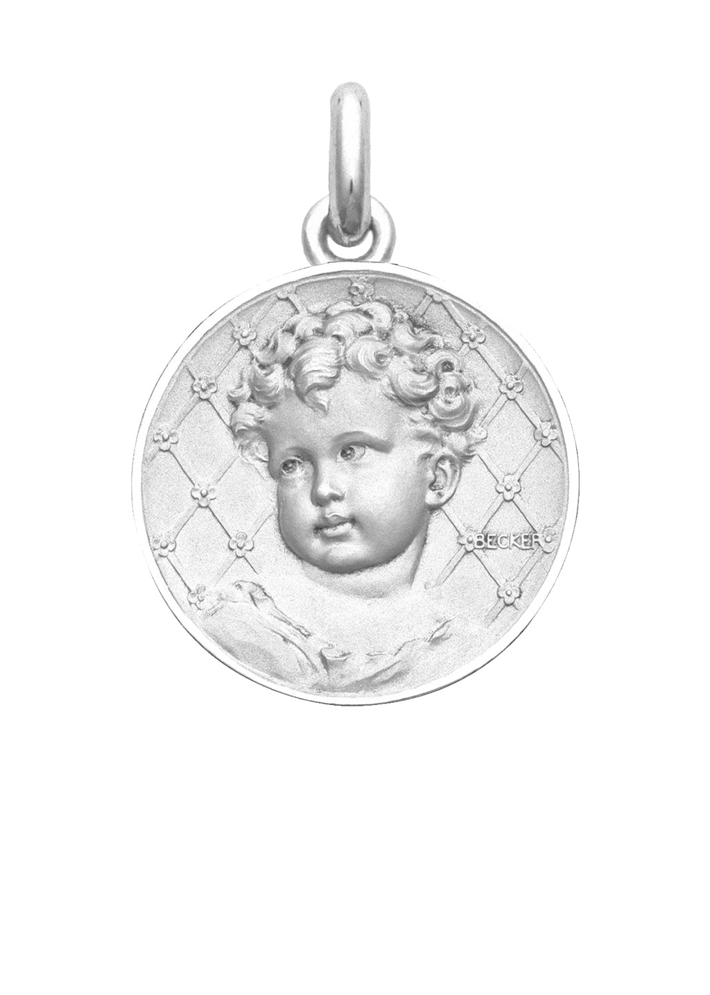 Médaille Bébé OR BLANC 18 carats / 22 mm