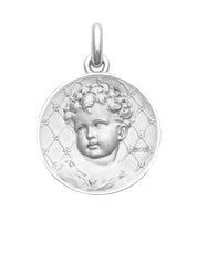 Médaille Bébé OR BLANC 18 carats / 22 mm