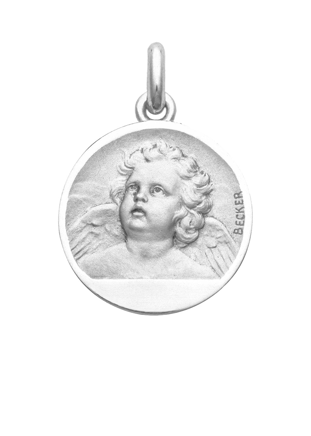 Médaille Ange OR BLANC 18 carats / 22 mm