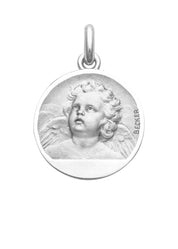 Médaille Ange OR BLANC 18 carats / 22 mm