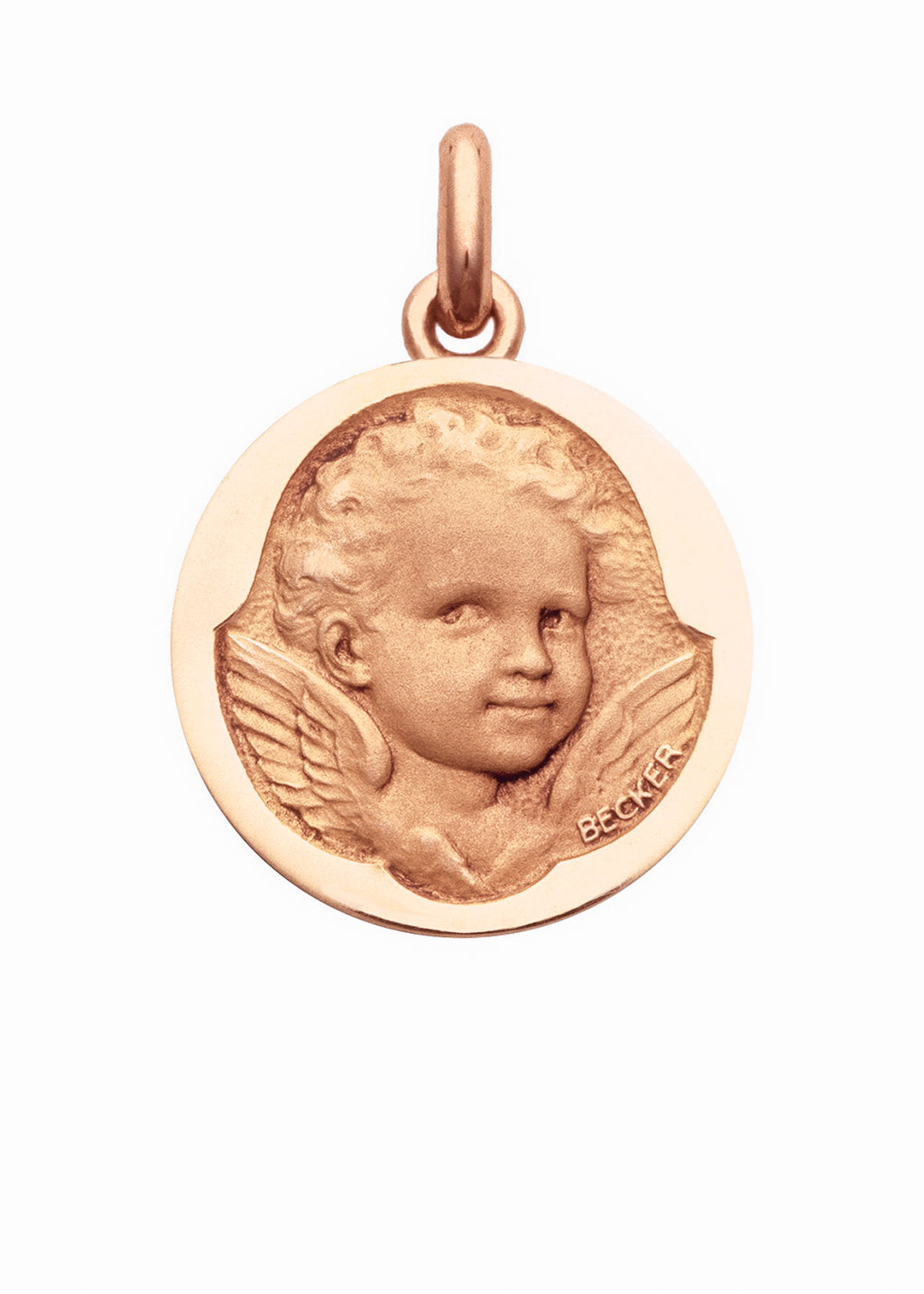 Médaille Ange Espiègle OR ROSE 18 carats / 15 mm